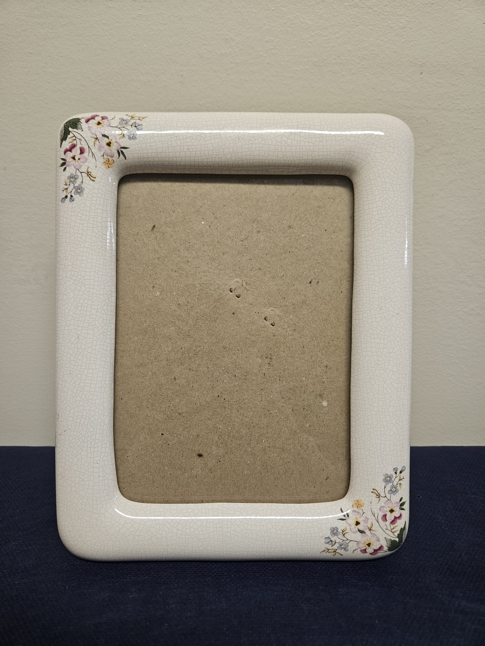 Vintage 1980's CCFC Ceramic Crackle Glaze Floral frame